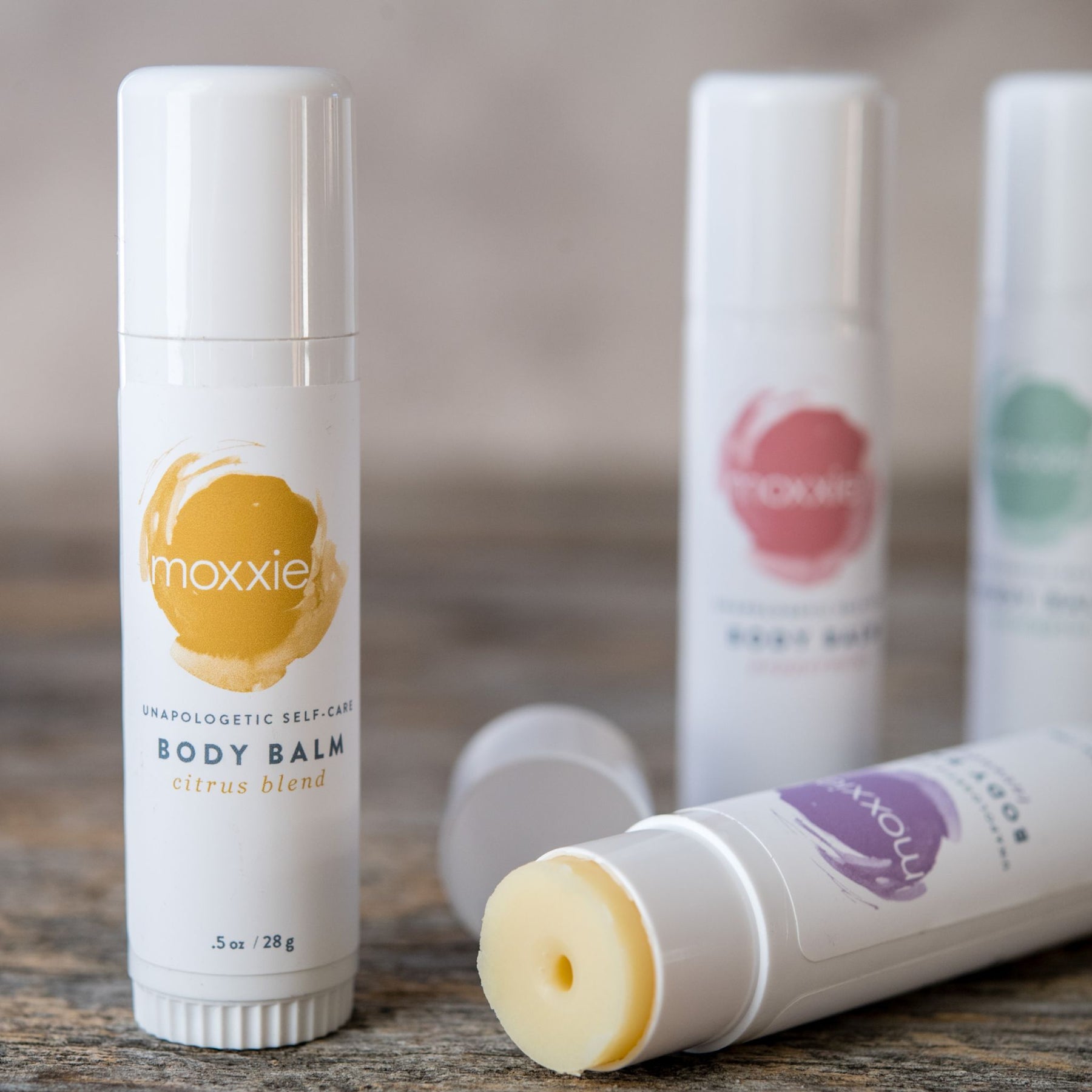 Solid lotion balm in a convenient push-up stick that's perfect for smoothing rough elbows, knees and heels.