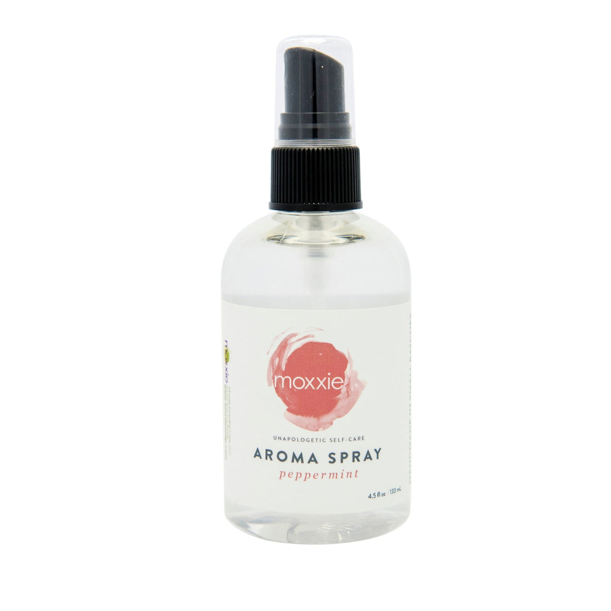 Moxxie Aroma Spray in peppermint.  Handcrafted with pure essential oils to use on your body or in a room